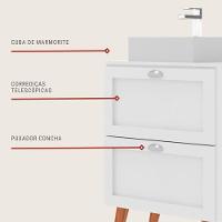 Gabinete Para Banheiro Com Tampo E Cuba 60cm Retro Mdf Branco Milano - On Móveis - 5