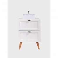 Gabinete Para Banheiro Com Tampo E Cuba 60cm Retro Mdf Branco Milano - On Móveis - 9