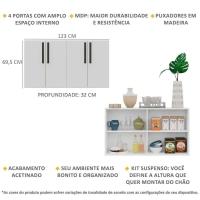 Aparador Buffet 4 Portas Suspenso Viena V3605 Branco/Preto Branco/Preto - 6