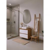 Gabinete Para Banheiro Com Cuba E Espelheira Organica 60cm Mdf Freijo Com Branco Dubai - On Móveis