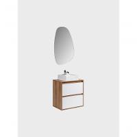 Gabinete Para Banheiro Com Cuba E Espelheira Organica 60cm Mdf Freijo Com Branco Dubai - On Móveis - 8