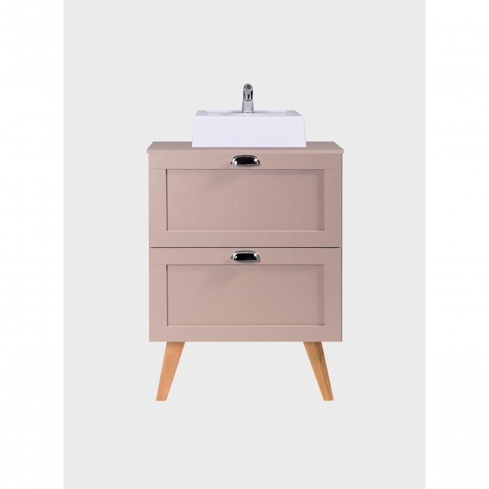 Gabinete Para Banheiro Com Tampo E Cuba 60cm Retro Mdf Rosa Milano - On Móveis - 9