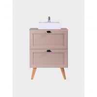 Gabinete Para Banheiro Com Tampo E Cuba 60cm Retro Mdf Rosa Milano - On Móveis - 9