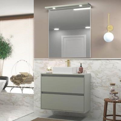 Gabinete Para Banheiro Com Cuba E Espelheira Com Led 80cm Mdf Verde Dubai - On Móveis