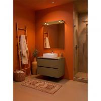 Gabinete Para Banheiro Com Cuba E Espelheira Com Led 80cm Mdf Verde Dubai - On Móveis