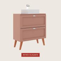 Gabinete Para Banheiro Com Tampo E Cuba 80cm Retro Mdf Rosa Milano - On Móveis - 3