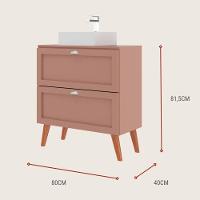 Gabinete Para Banheiro Com Tampo E Cuba 80cm Retro Mdf Rosa Milano - On Móveis