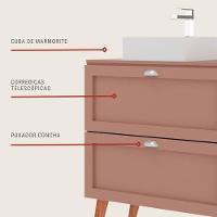 Gabinete Para Banheiro Com Tampo E Cuba 80cm Retro Mdf Rosa Milano - On Móveis - 5