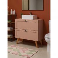 Gabinete Para Banheiro Com Tampo E Cuba 80cm Retro Mdf Rosa Milano - On Móveis - 7