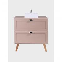 Gabinete Para Banheiro Com Tampo E Cuba 80cm Retro Mdf Rosa Milano - On Móveis - 8