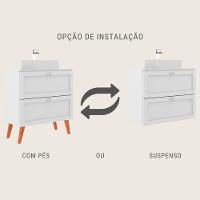 Gabinete Para Banheiro Com Tampo E Cuba 80cm Retro Mdf Branco Milano - On Móveis - 2