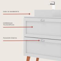 Gabinete Para Banheiro Com Tampo E Cuba 80cm Retro Mdf Branco Milano - On Móveis - 5
