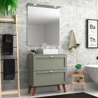 Gabinete Para Banheiro Com Tampo Cuba E Espelheira 80cm Retro Mdf Verde Milano - On Móveis - 1