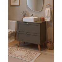 Gabinete Para Banheiro Com Tampo Cuba E Espelheira 80cm Retro Mdf Verde Milano - On Móveis - 2