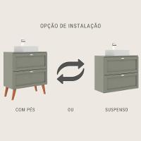 Gabinete Para Banheiro Com Tampo Cuba E Espelheira 80cm Retro Mdf Verde Milano - On Móveis