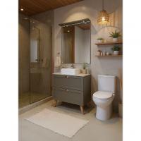 Gabinete Para Banheiro Com Tampo Cuba E Espelheira 80cm Retro Mdf Verde Milano - On Móveis - 9