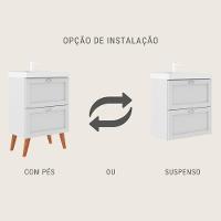 Gabinete Para Banheiro Com Cuba E Espelheira 60cm Retro Mdf Branco Milano - On Móveis - 2