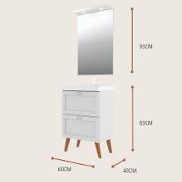 Gabinete Para Banheiro Com Cuba E Espelheira 60cm Retro Mdf Branco Milano - On Móveis