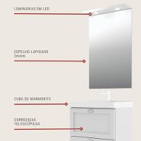 Gabinete Para Banheiro Com Cuba E Espelheira 60cm Retro Mdf Branco Milano - On Móveis - 5