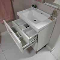 Gabinete Para Banheiro Com Cuba E Espelheira 60cm Retro Mdf Branco Milano - On Móveis - 9