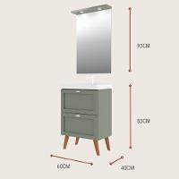 Gabinete Para Banheiro Com Cuba E Espelheira 60cm Retro Mdf Verde Milano - On Móveis