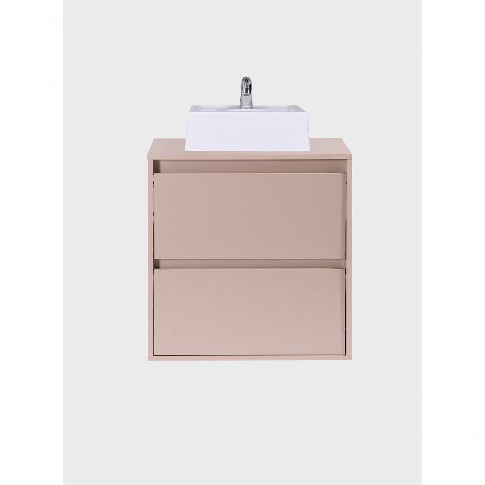 Gabinete Para Banheiro Com Cuba E Espelheira Com Led 60cm Mdf Rosa Dubai - On Móveis - 9