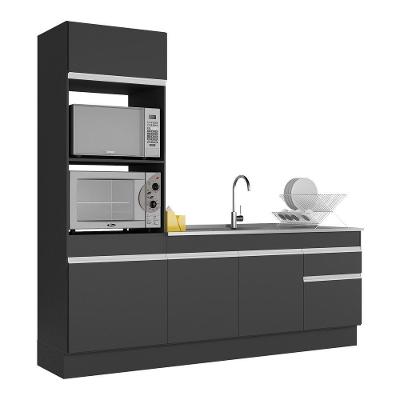 Armário de Cozinha Compacta Veneza V2113 5 Portas 1 Gaveta MDP 212cm Preto Branco