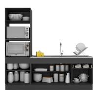 Armário De Cozinha 212cm Com Rodapé Multimóveis Preto/branco - 3