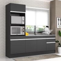 Armário De Cozinha 212cm Com Rodapé Multimóveis Preto/branco - 6