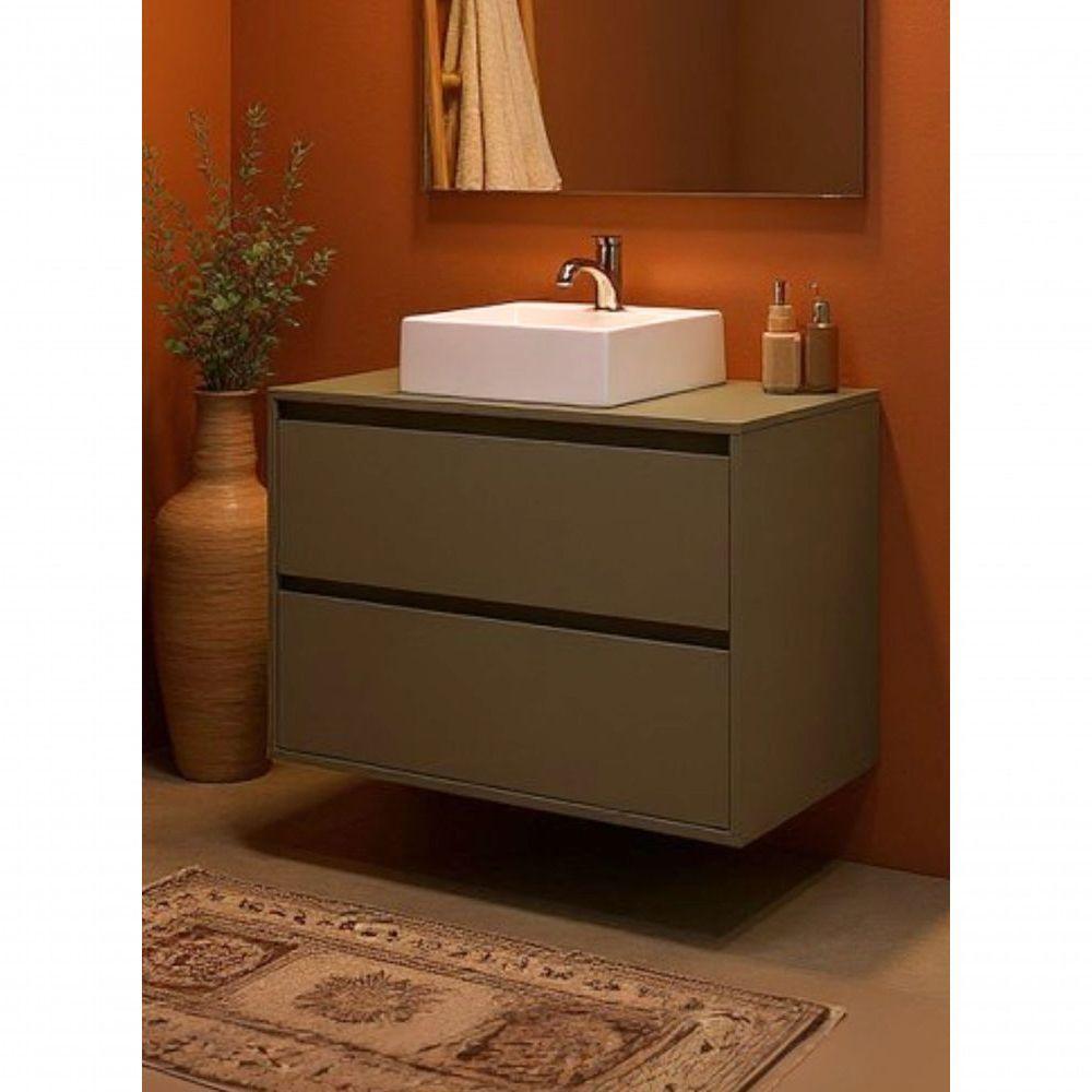 Gabinete Para Banheiro Com Cuba 80cm Mdf Verde Dubai - On Móveis - 1