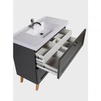 Gabinete Para Banheiro Com Cuba 80cm Retro Mdf Grafite Milano - On Móveis