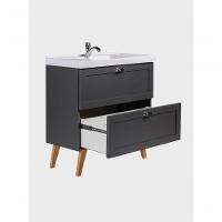 Gabinete Para Banheiro Com Cuba 80cm Retro Mdf Grafite Milano - On Móveis - 6