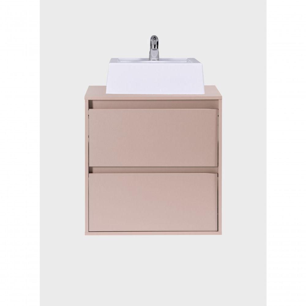 Gabinete Para Banheiro Com Cuba 60cm Mdf Rosa Dubai - On Móveis - 2