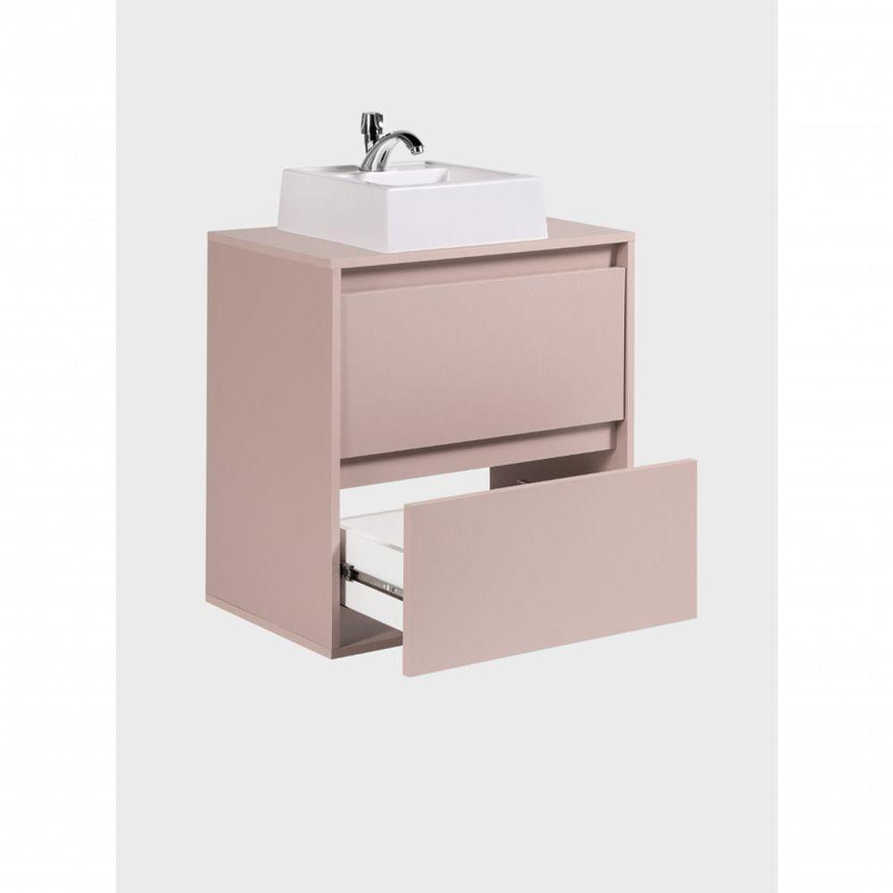 Gabinete Para Banheiro Com Cuba 60cm Mdf Rosa Dubai - On Móveis - 5