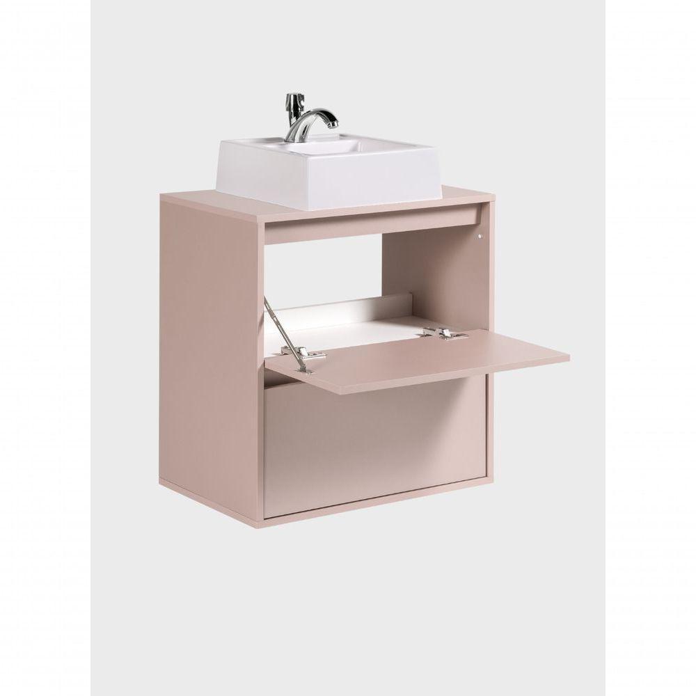 Gabinete Para Banheiro Com Cuba 60cm Mdf Rosa Dubai - On Móveis - 9