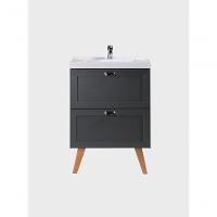 Gabinete Para Banheiro Com Cuba 60cm Retro Mdf Grafite Milano - On Móveis - 2