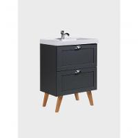 Gabinete Para Banheiro Com Cuba 60cm Retro Mdf Grafite Milano - On Móveis - 3