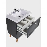 Gabinete Para Banheiro Com Cuba 60cm Retro Mdf Grafite Milano - On Móveis