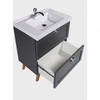 Gabinete Para Banheiro Com Cuba 60cm Retro Mdf Grafite Milano - On Móveis - 5