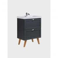Gabinete Para Banheiro Com Cuba 60cm Retro Mdf Grafite Milano - On Móveis - 9