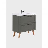 Gabinete Para Banheiro Com Cuba 80cm Retro Mdf Verde Milano - On Móveis - 3