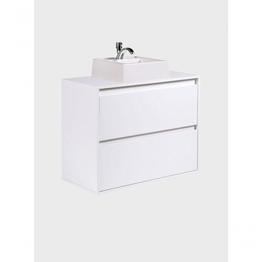 Gabinete Para Banheiro Com Cuba 80cm Mdf Branco Dubai - On Móveis - 3