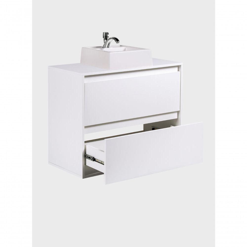 Gabinete Para Banheiro Com Cuba 80cm Mdf Branco Dubai - On Móveis - 4