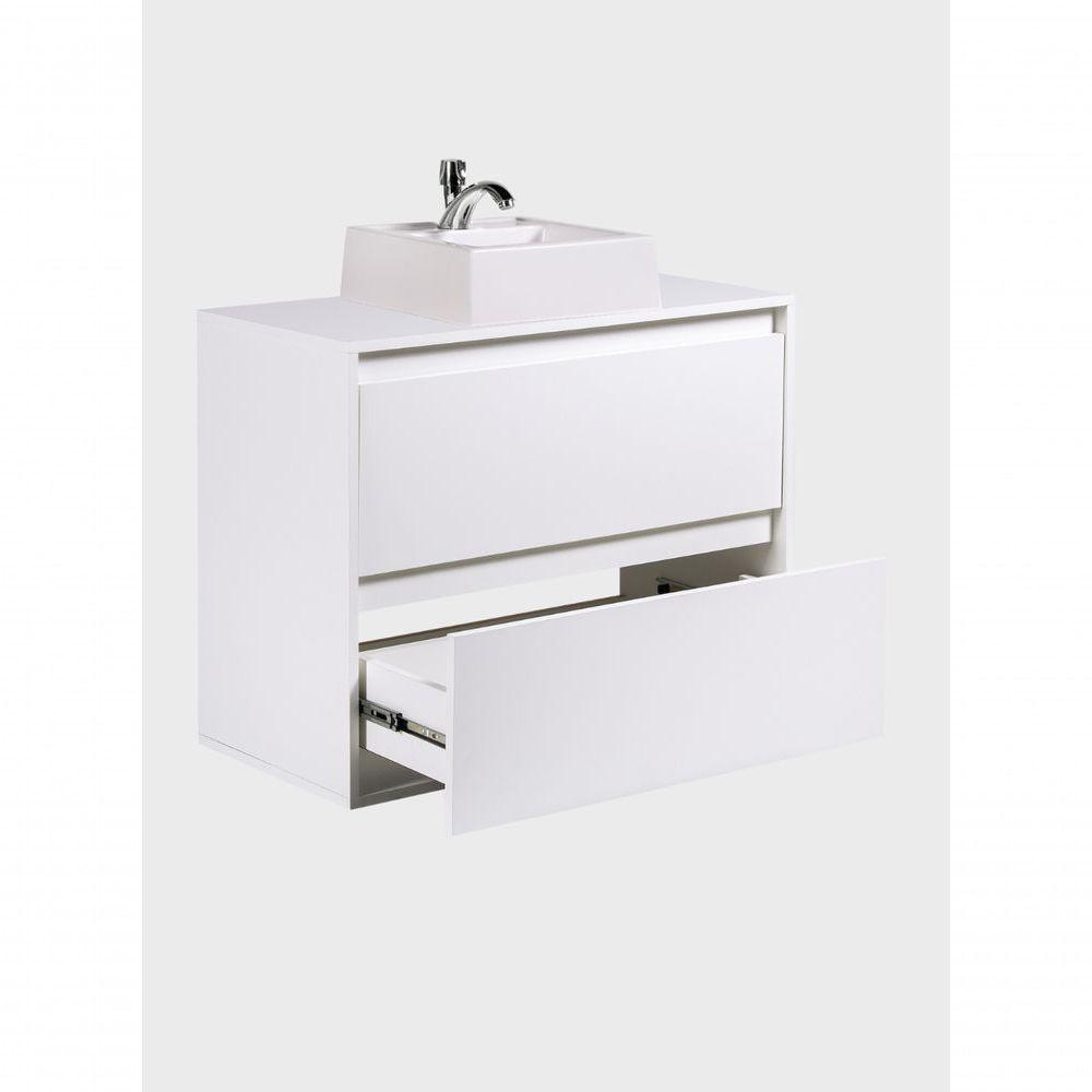 Gabinete Para Banheiro Com Cuba 80cm Mdf Branco Dubai - On Móveis - 8