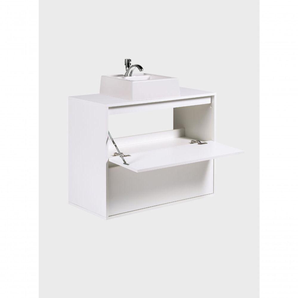 Gabinete Para Banheiro Com Cuba 80cm Mdf Branco Dubai - On Móveis - 9