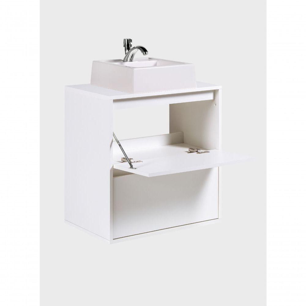 Gabinete Para Banheiro Com Cuba 60cm Mdf Branco Dubai - On Móveis - 4