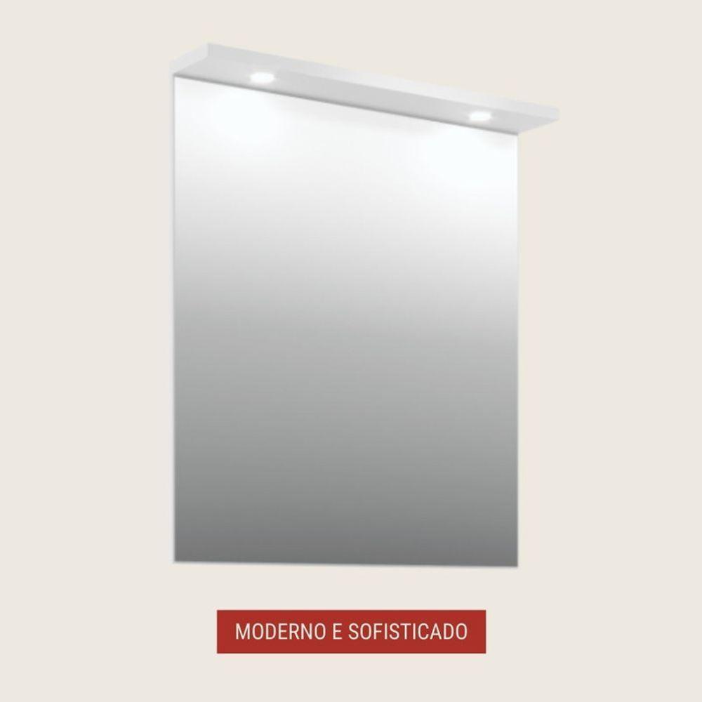 Espelho Para Banheiro Com Led 80cm Mdf Branco - On Móveis - 2