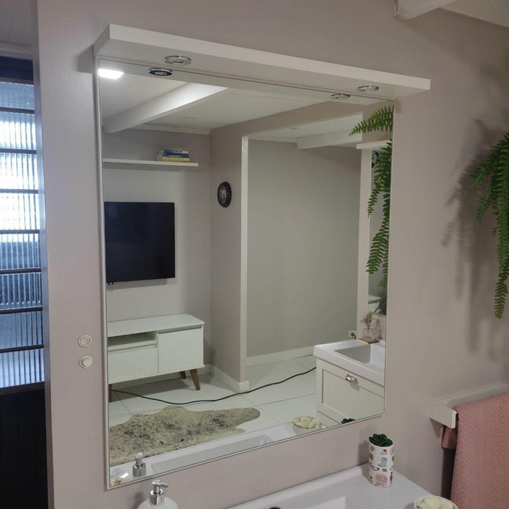 Espelho Para Banheiro Com Led 80cm Mdf Branco - On Móveis - 8