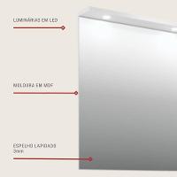 Espelho Para Banheiro Com Led 80cm Mdf Branco - On Móveis