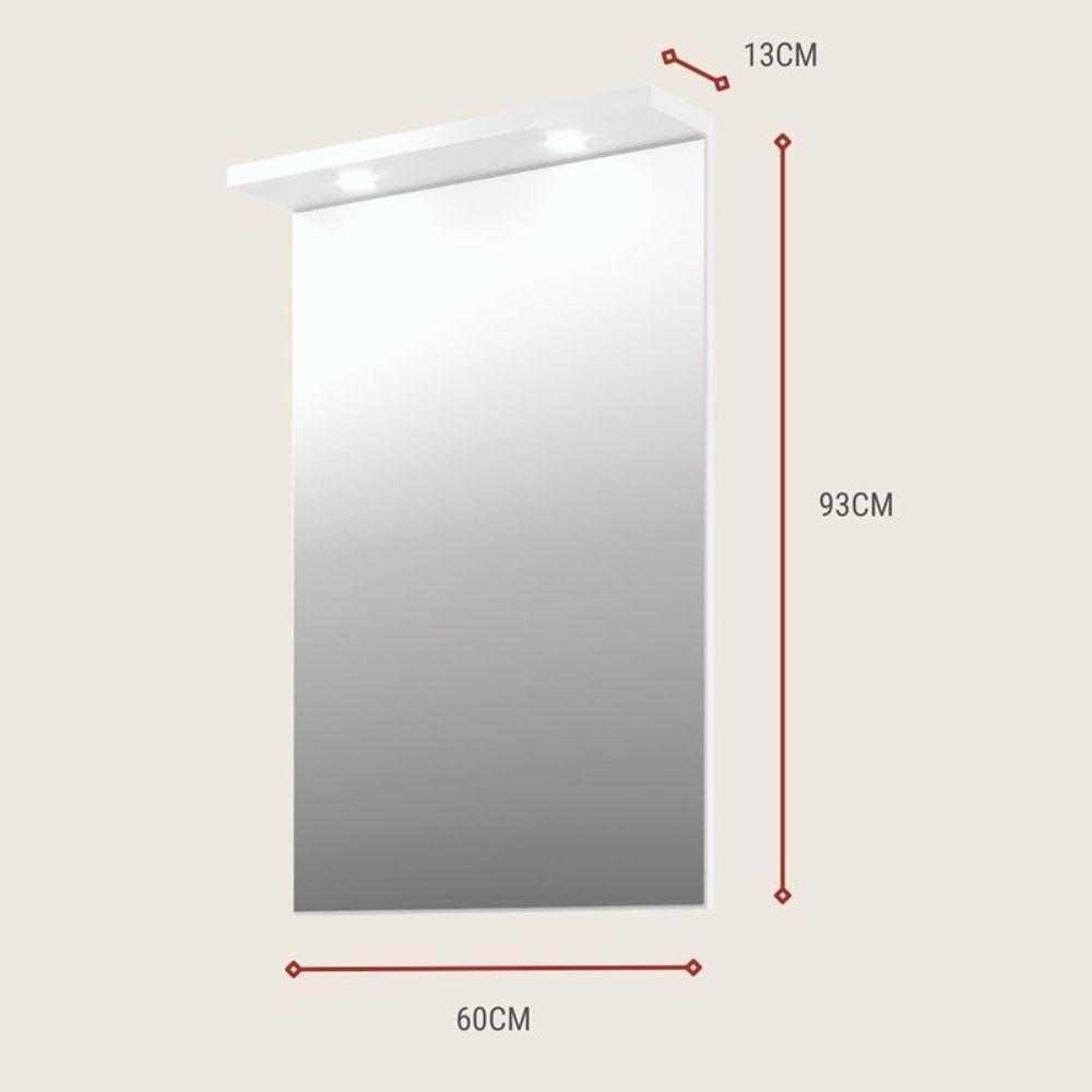 Espelho Para Banheiro Com Led 60cm Mdf Branco - On Móveis - 3
